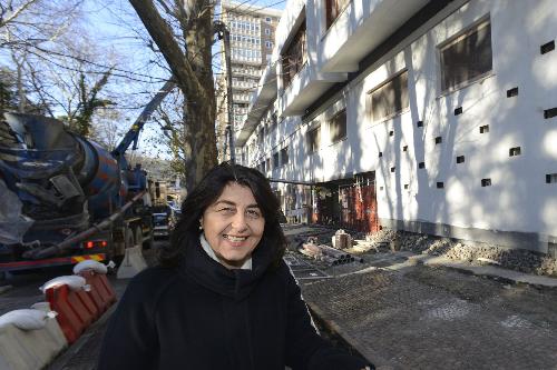 Mariagrazia Santoro (Assessore regionale Infrastrutture e Territorio) durante il sopralluogo nel cantiere dell'edificio dell'ex Saul Sadoch - Trieste 19/12/2017